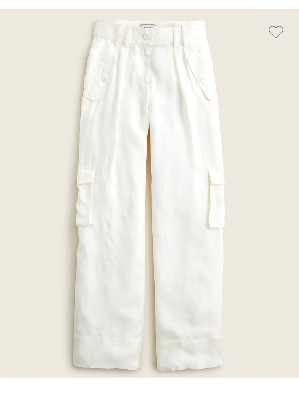 J. Crew Collection Ivory Cupro Flowy Cargo Pants size 0